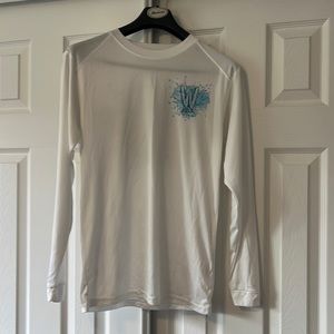 Swim shirt men’s size small white w/design